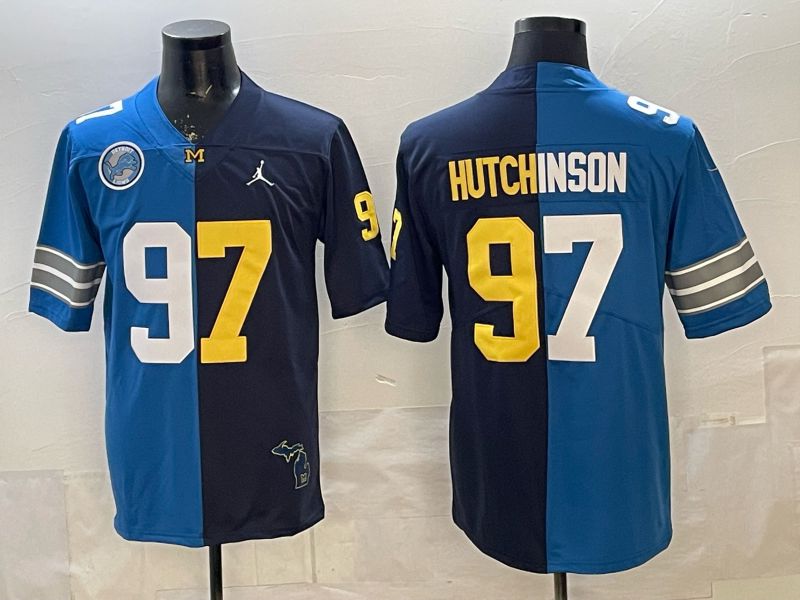 2026 Men Detroit Lions #97 Hutchinson Blue Dark blue Nike Limited NFL Jersey style 003